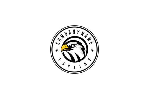 Bald Eagle Circle Emblem Animal Bird American Wildlife Freedom Predator Logo Design Outline vector