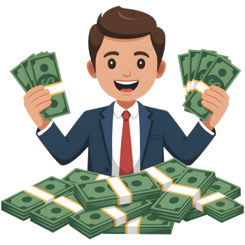 Man Holding Large Amount of Money png