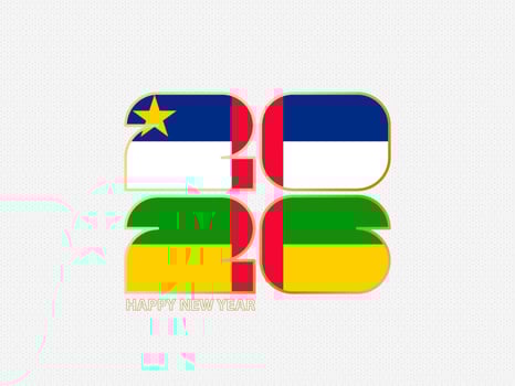 Abstract numbers 2026 with flag of Central African Republic. vector