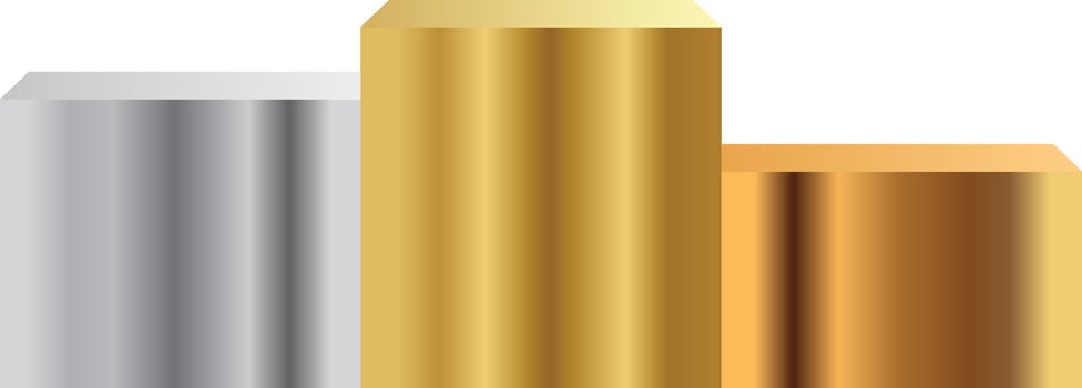 Gold Silver and Bronze Championship Podium Three Tier of Winner Platform vector