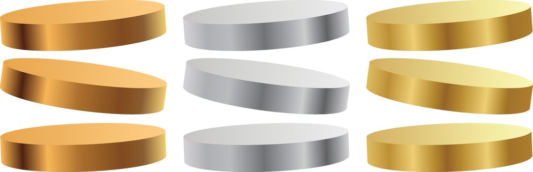 Abstract Position of Gold Silver Bronze Matte Round Podium Winner Platform or Product Display vector
