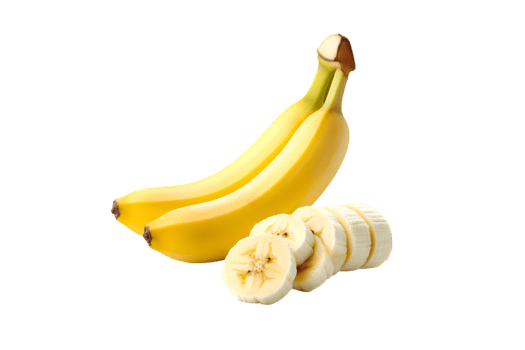 Two ripe yellow bananas sliced fruit healthy snack png