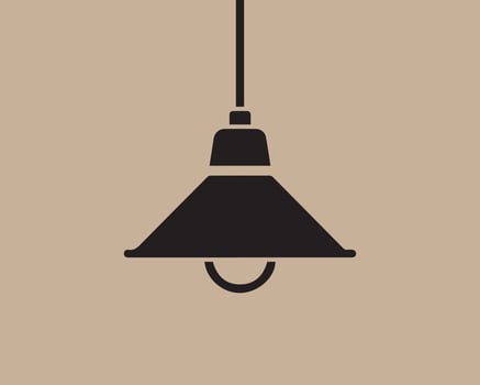 Simple black industrial style pendant lamp hanging against a neutral background vector