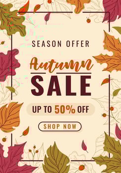 Autumn sale flyer with colorful leaves vector