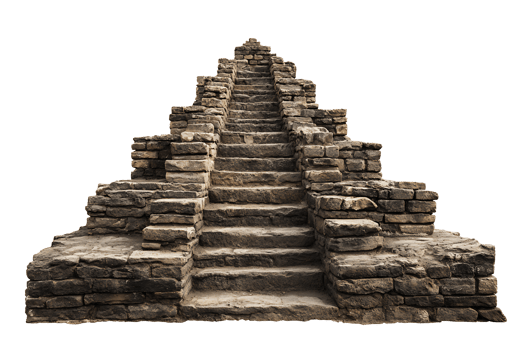 Ancient stone pyramid temple with stairs isolated on transparent background png