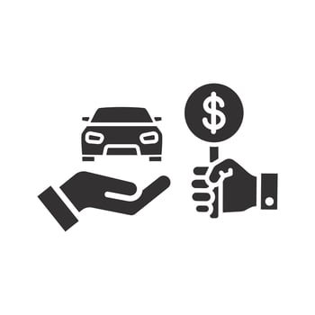 automobile auction icon, selling car, auto legal property, flat illustration vector