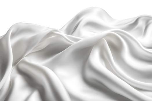 Luxurious white silk fabric draped waves isolated on transparent background png