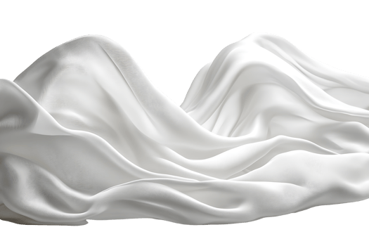 Flowing white fabric waves isolated on transparent background png