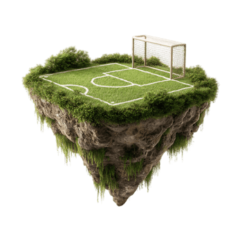 A floating soccer field an island of grass and goal png