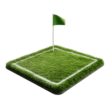 A small green field with white lines and a green flag png