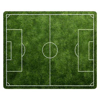 Aerial view of a soccer field green grass white lines png