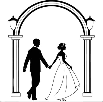 Wedding couple silhouette vector