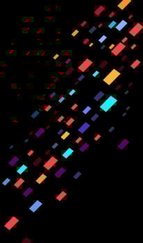 Futuristic cyber punk red purple cyan yellow and orange squares shapes cascade on black background vector