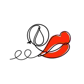 a red lips with a drop of water vector
