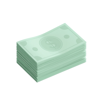 Stacked currency illustration on an isolated background, emphasizing financial themes and png