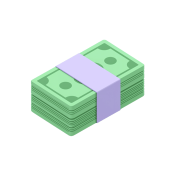 Isometric stack of green banknotes, concept of wealth, finance and cash savings png