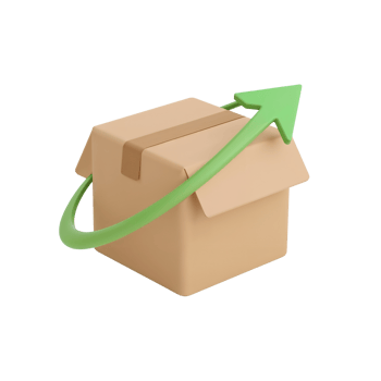Upward trend concept illustration with a parcel box showcasing business growth and shipping png