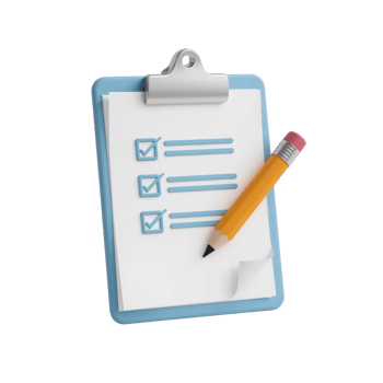 Clipboard and pencil depiction signifying task completion, check marks on a list, planning and png