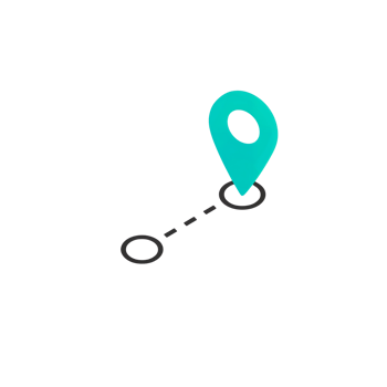 Location pinpoint with connecting line signifies navigation and tracking technology against a png