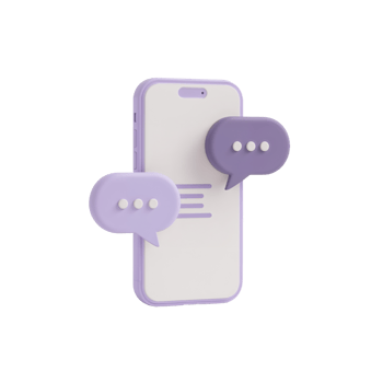 Stylized mobile phone with modern messaging bubbles against an isolated transparent space png