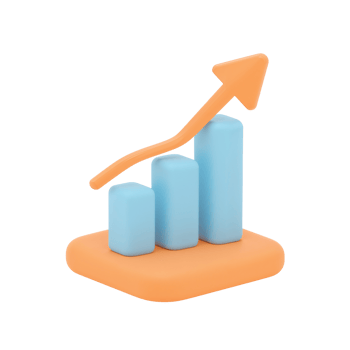 Abstract financial growth illustration featuring upward trending bar graph and arrow indicator png