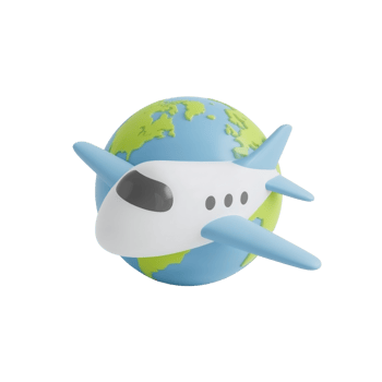 Whimsical depiction of global air travel connectivity and international journeys png
