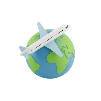 Global connectivity an airplane soaring over a stylized earth sphere representing travel png