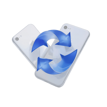 Innovative smartphone recycling concept with looping arrows indicating a circular economy and png