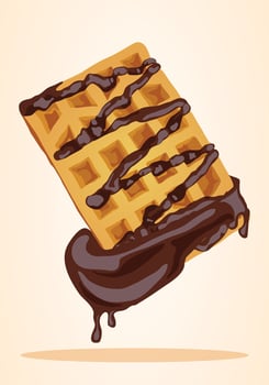 illustration of delicious waffles with melted chocolate sauce vector