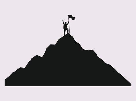 Outdoor Adventure Rock Climber Silhouette Climbing High Mountain Cliff vector