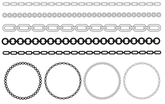 Chains Variety Chain Links, Circular Chains, and Detailed Chain Styles vector