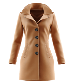 Stylish women's beige winter coat isolated on transparent background png