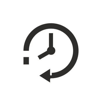 time update icon, clock, change hour or minute, flat illustration vector