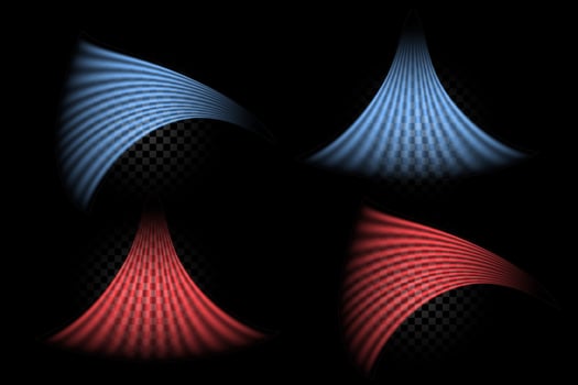 Set of airflow streams, hot and cold air on black background vector