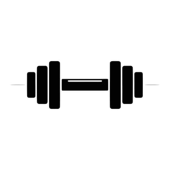 Black barbell with weight plates on white background weights fitness vector