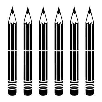 Black sharpened pencils with striped erasers white drawing vector