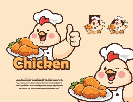 Happy chef with fried chicken vector