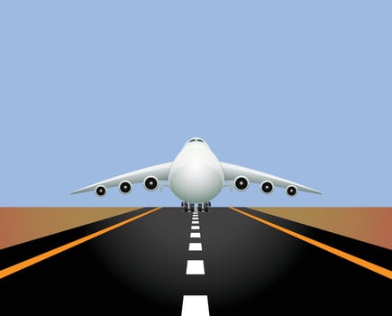 an airplane is taking off from the runway vector