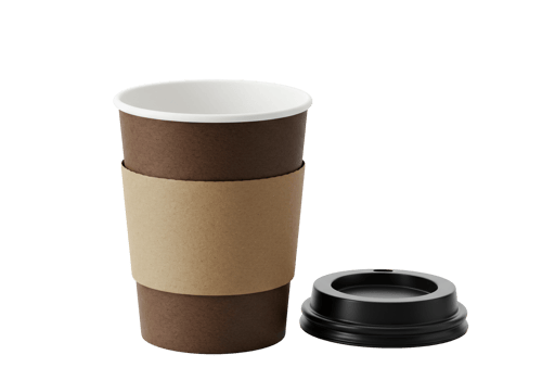 Brown disposable coffee cup with lid isolated on transparent background png