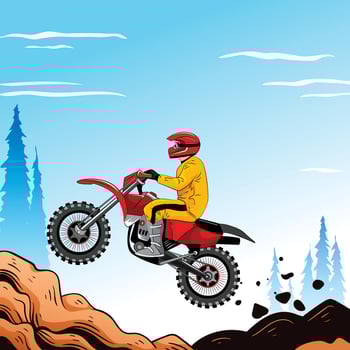 a cartoon illustration of a man riding a dirt bike vector