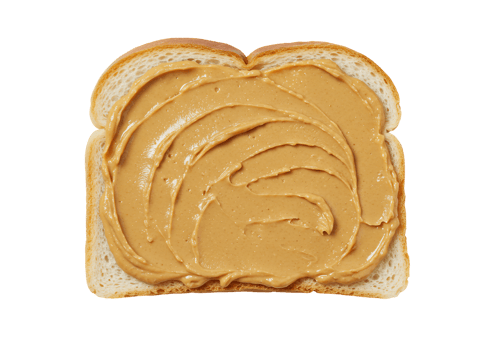 Sliced bread with creamy peanut butter spread png