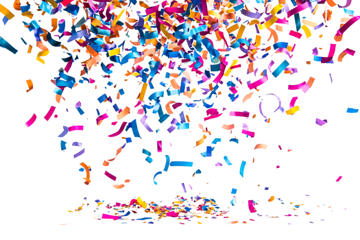 Festive Confetti Shower Cutout on Transparent Background png