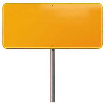 Empty Orange Rectangular Traffic Sign on Metal Pole Transparent Background road blank png