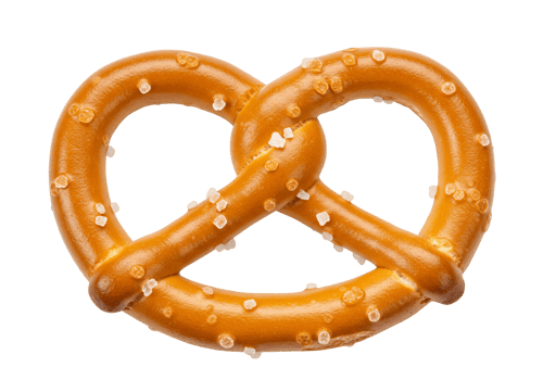 Golden soft pretzel with sea salt isolated on transparent background png
