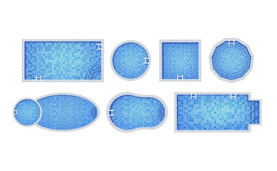 Different shapes of swimming pools vector