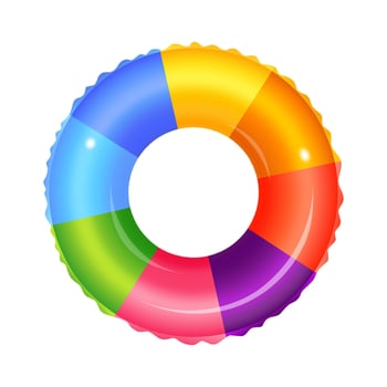 Colorful Inflatable Ring Floating on White Background for Summer Vacation vector