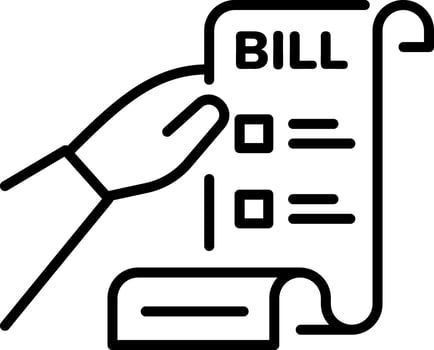 A linear style icon representing bill receipt vector