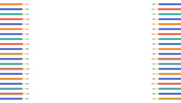 Colored pencils horizontally aligned on both sides with white central copy space, flat graphic style. vector