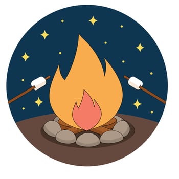 Cozy Campfire Roasting Marshmallows Beneath a Starlit Sky vector