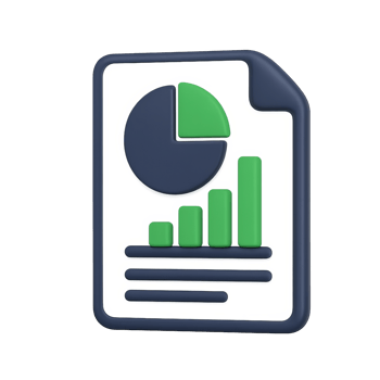 A 3D-style icon of an investment summary with pie chart and bar graph combined png